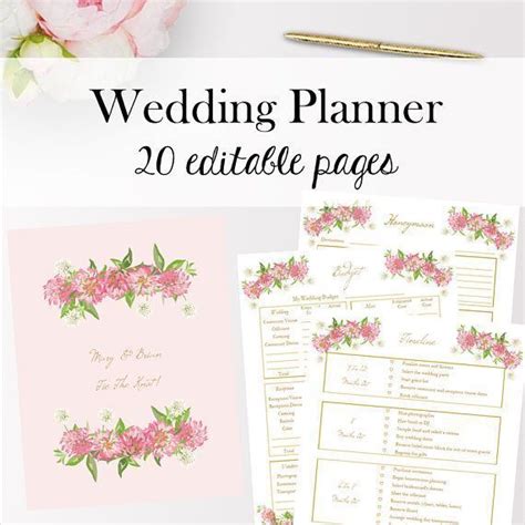 editable wedding planner printable wedding binder printables etsy
