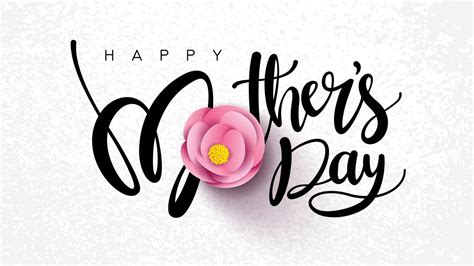 happy mothers day word  pink rose  white background hd happy