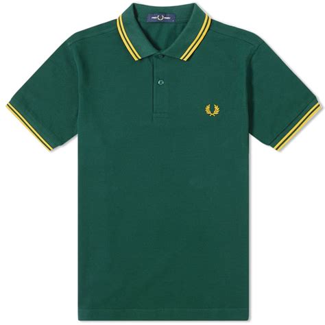 Fred Perry Slim Fit Twin Tipped Polo Ivy And Gold End