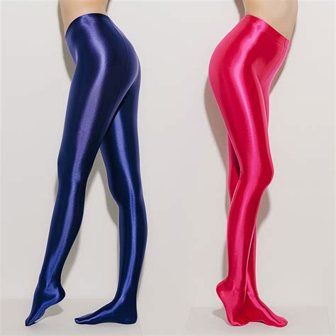 leohex satin glossy opaque pantyhose shiny wet look tights