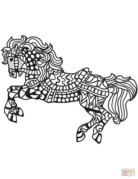 galloping horse zentangle coloring page  printable coloring pages