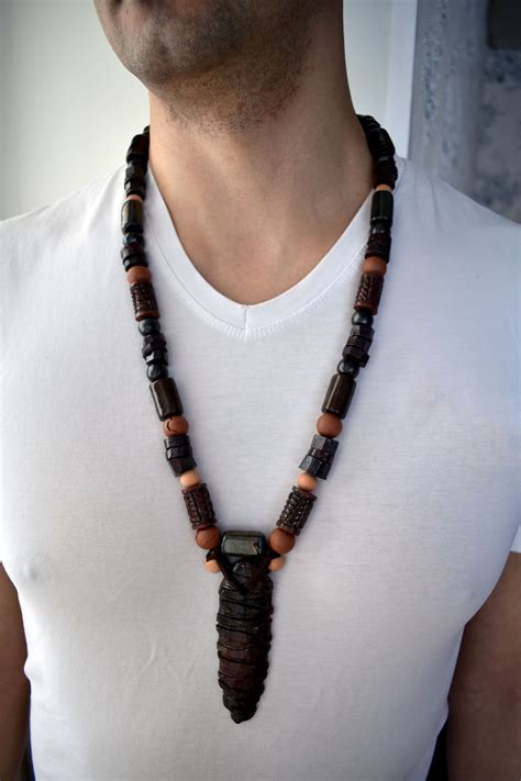 Mens Hippie Necklace African Long Beaded Necklace For Men Etsy