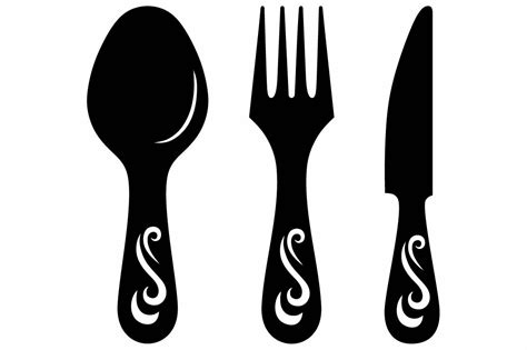 knife fork  spoon svg outline icons creative market