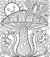 Coloring Adult Pages Colouring Mushrooms Printable Mushroom sketch template
