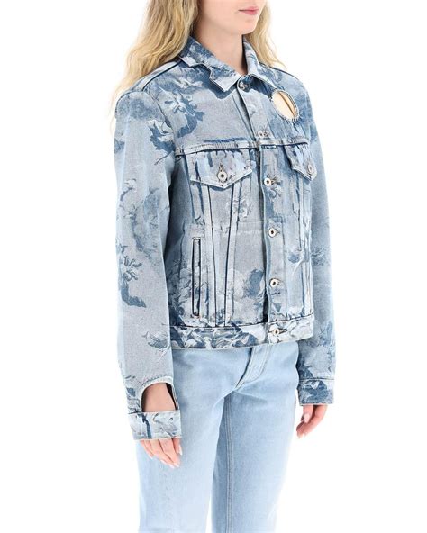 off white c o virgil abloh sky meteor denim jacket with cut outs in