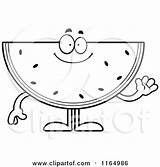 Watermelon Clipart Mascot Waving Coloring Cartoon Thoman Cory Outlined Vector Happy 2021 sketch template