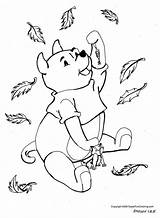 Coloring Fall Pages Pooh Winnie Kids Autumn Amazing Leaf sketch template