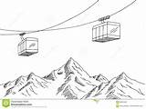 Montagna Seilbahn Funivia Paesaggio Illustrazione Cabina Schizzo Grafico Paesaggi Skizze Gondola Funicular Grafiken Adulti sketch template