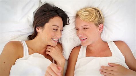 Lesbian Couple Relaxing On Bed In Bedroom 4k Stock Video Video Of