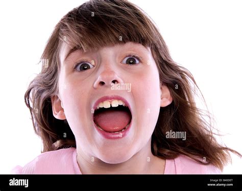 Joyful Young Girl With Mouth Open Isolated On White Background Stock