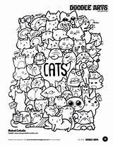 Doodle Cute Coloring Doodles Pages Doodling Colouring Adult Cat Sharpie Drawing Doddle Drawings sketch template