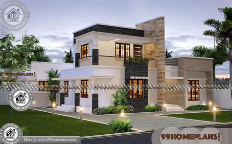 contemporary house plans  story  flat roof  indian designs
