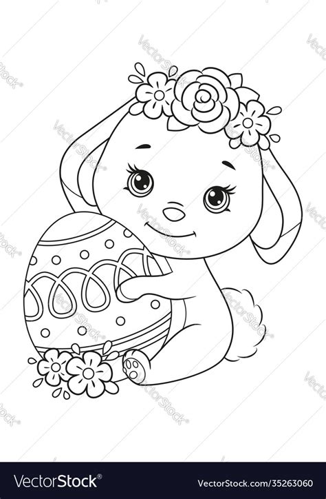 easter bunny  egg coloring page royalty  vector