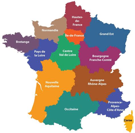 mappa delle regioni  francia mappa politica  statale della francia
