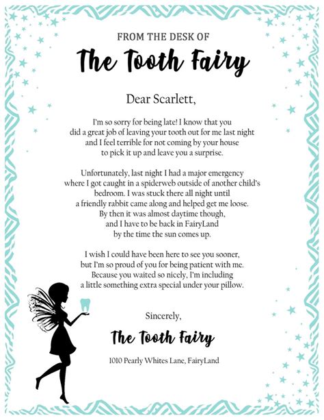 tooth fairy didnt  letter tooth fairy forgot letter etsy