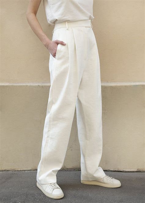 pleated linen blend pants  ecru  frankie shop linen blend pants fashion casual summer