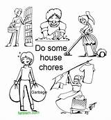 Chores Colouring Drawing sketch template