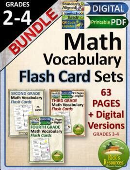 math vocabulary flash cards bundle grades   print  digital versions
