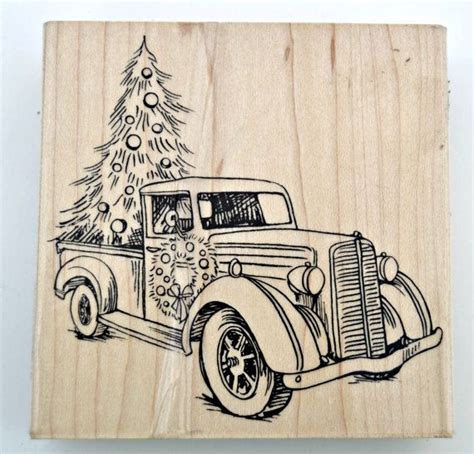 vintage red truck  christmas tree coloring page  coloring pages