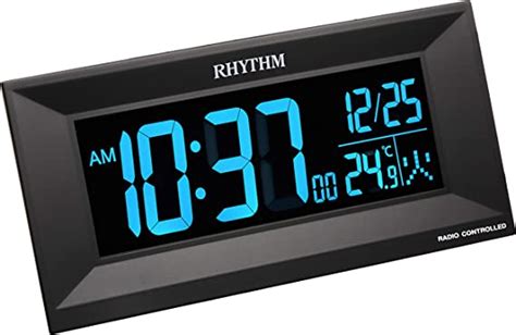 Jp リズム Rhythm 目覚まし時計 電波時計 デジタル グラデーション Led 365色 表示 Ac電源 黒