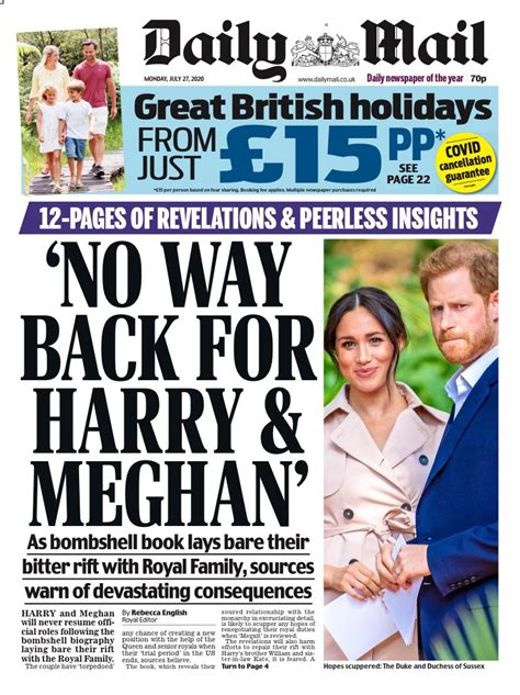 daily mail front page 27th of july 2020 tomorrow s papers today