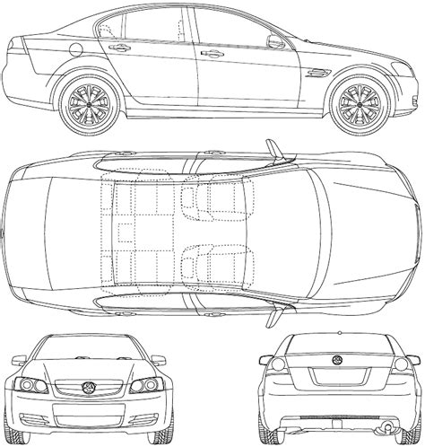 holden commodore sedan blueprints  outlines