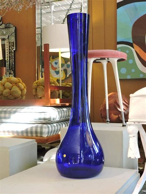 Extra Tall Cobalt Blue Swedish Glass Vase At 1stdibs