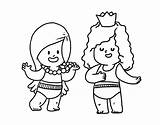 Girls Playing Coloring Coloringcrew sketch template