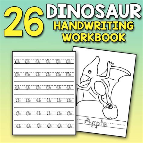 dinosaur handwriting workbook  kids etsy