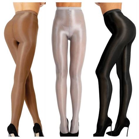 sexy 70d womens sheer shiny oil ultra shimmer tights footed stockings