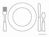Table Coloring Setting Place Kids Food Pages Mat Foods Plate Knife Fork Settings Spoon Activity Set Favorite Sheet Color Template sketch template