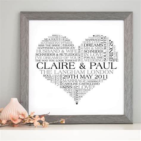 personalised wedding word art print