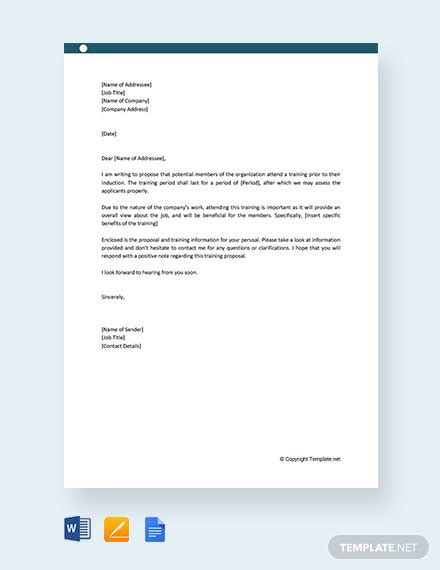 sample letter  training request master template