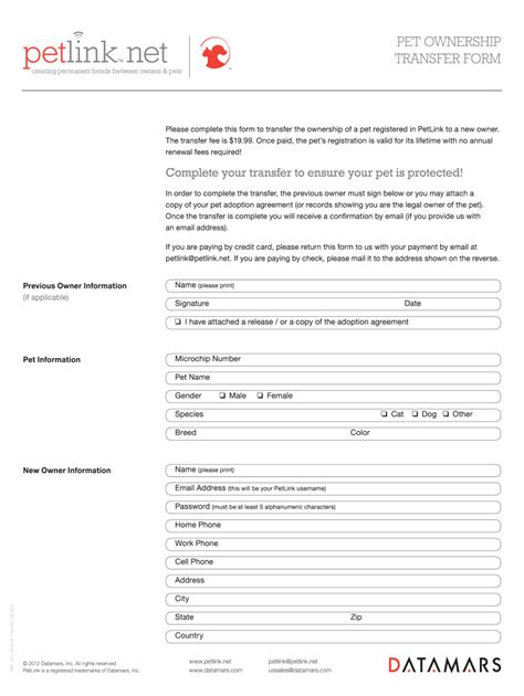 pet ownership transfer form pdffiller    fill  sign