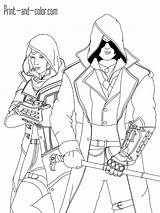 Creed Assassin Colorear Syndicate Frye Evie Héroe Unidad Páginas sketch template