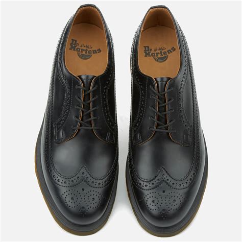dr martens  pw smooth leather wingtip brogues  black  men lyst