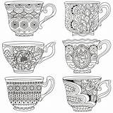 Coloring Tea Pages Cups Cup Adult Printable Teacup Saucer Teacups Adults Zentangle Stacked Bear Template Books Colouring Drawing Year Choose sketch template