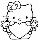 Coloring Pages Kitty Hello Valentine Heart Printable Kids Color Valentines Girls Colouring Sheets Super Disney sketch template