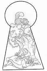 Wonderland Alice Coloring Keyhole Drawing Tattoo Pages Key Drawings Deviantart Book Tattoos Mad Arch Color Disney Doorknob Hole Line Were sketch template