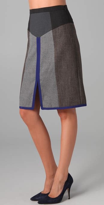 lyst rebecca taylor flannel a line skirt in gray