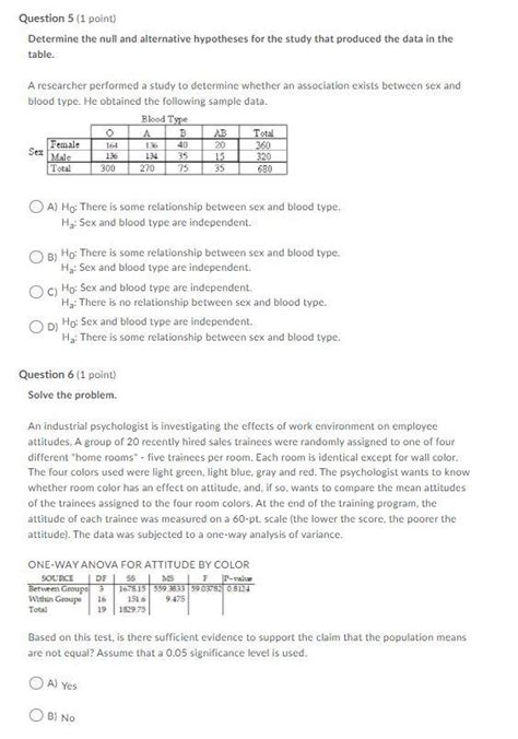 solved question 5 1 point determine the null and