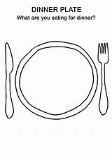 Plate Coloring Dinner Food Thanksgiving Pages Kids Worksheets Preschool Drawing Happy Printable Draw Worksheet Steak Plates Colouring License Activity Color sketch template