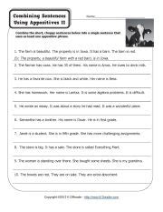 appositive worksheets transition words worksheet grammar lessons