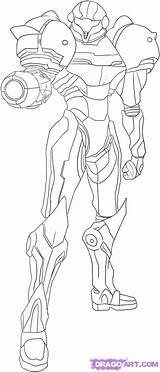 Samus Metroid Aran Colouring Dragoart sketch template