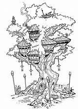 Treehouse Cabane Arbres Arbol Inks Gardeningpin sketch template