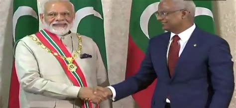 pm modi conferred with maldives highest honour rule of