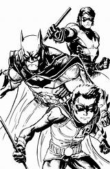 Batman Robin Nightwing Coloring Pages Dc Comics Superhero Deviantart Drawing Heroes Knight Colouring Comic Color Batgirl Gotham Drawings Dark Family sketch template