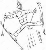 Ski Coloring Man Jump Stock Illustration Depositphotos Izakowski Funny Vector Jumping sketch template