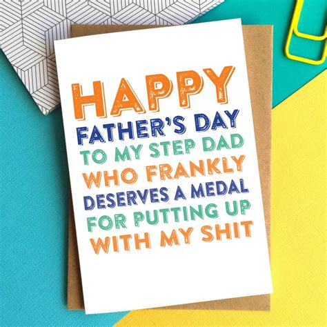 Happy Fathers Day Step Dad Who Deserves A Medal Card By Do You