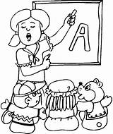 Teacher Coloring Pages Kids Girl Printable Color Print sketch template